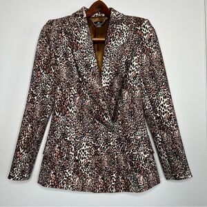 Elisabetta Franchi Leopard Printed Tailored Blazer Jacket Size Small Sty: Giacca